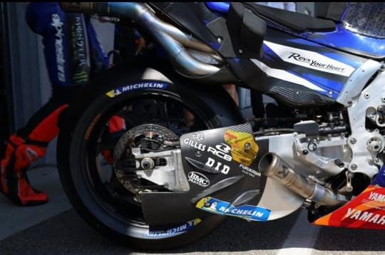 Desain swingarm terbaru di Yamaha M1 2026, yang diperkenalkan saat GP Jerman 2026--Twitter Mat Oxley @matoxley