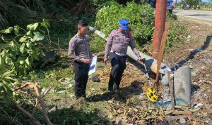 Satlantas Polres Hulu Sungai Tengah dan Ditlantas Polda Kalsel olah TKP