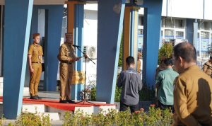 Sekda Banjar, H Yudi Andrea saat memimpin Apel