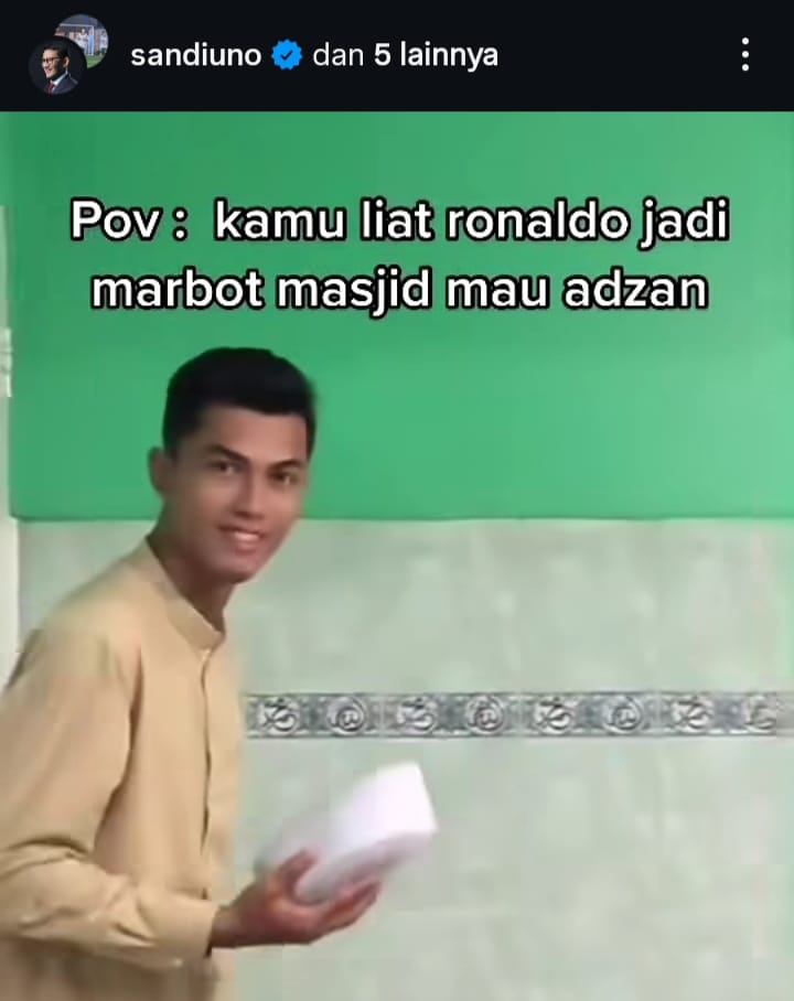 Setelah Pedagang Cilok Mirip Messi, Kini Viral Juga Marbot Masjid Mirip Cristiano Ronaldo, Sampai Diposting Sandiaga Uno
