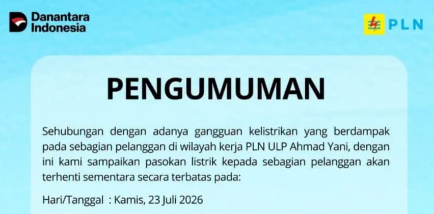Janji PLN Tidak Terbukti, Cek Jadwal Pemadaman Bergilir di Banjarmasin Kamis 23 Juli 2026