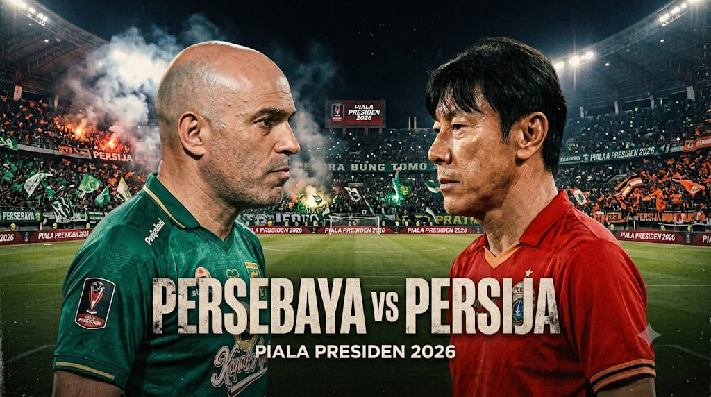 Duel Tavares vs Shin Tae-yong, Link Nonton Hasil Persebaya vs Persija Hari Ini di Piala Presiden 2026